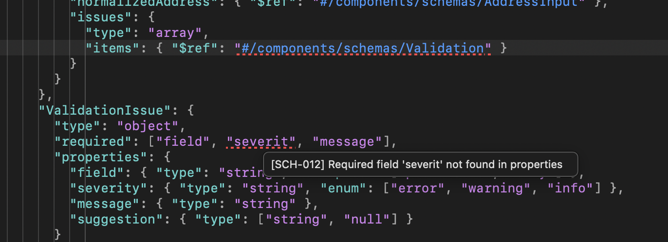 Inline validation with wavy underlines and tooltips
